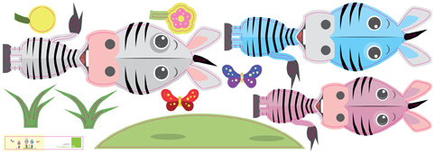 autorská samolepka ZEBRA